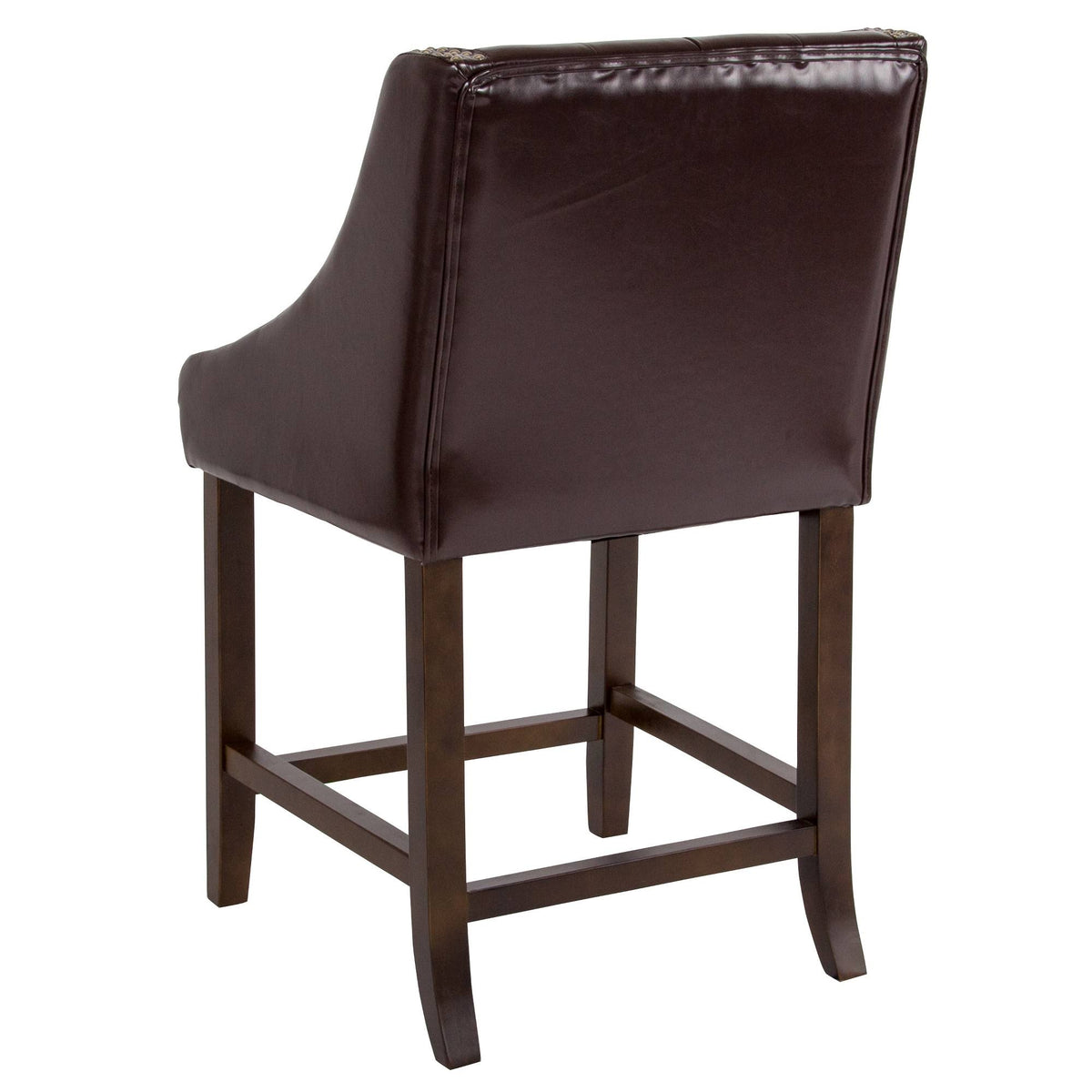 Tufted Walnut Counter Height Stool in Brown LeatherSoft D63798