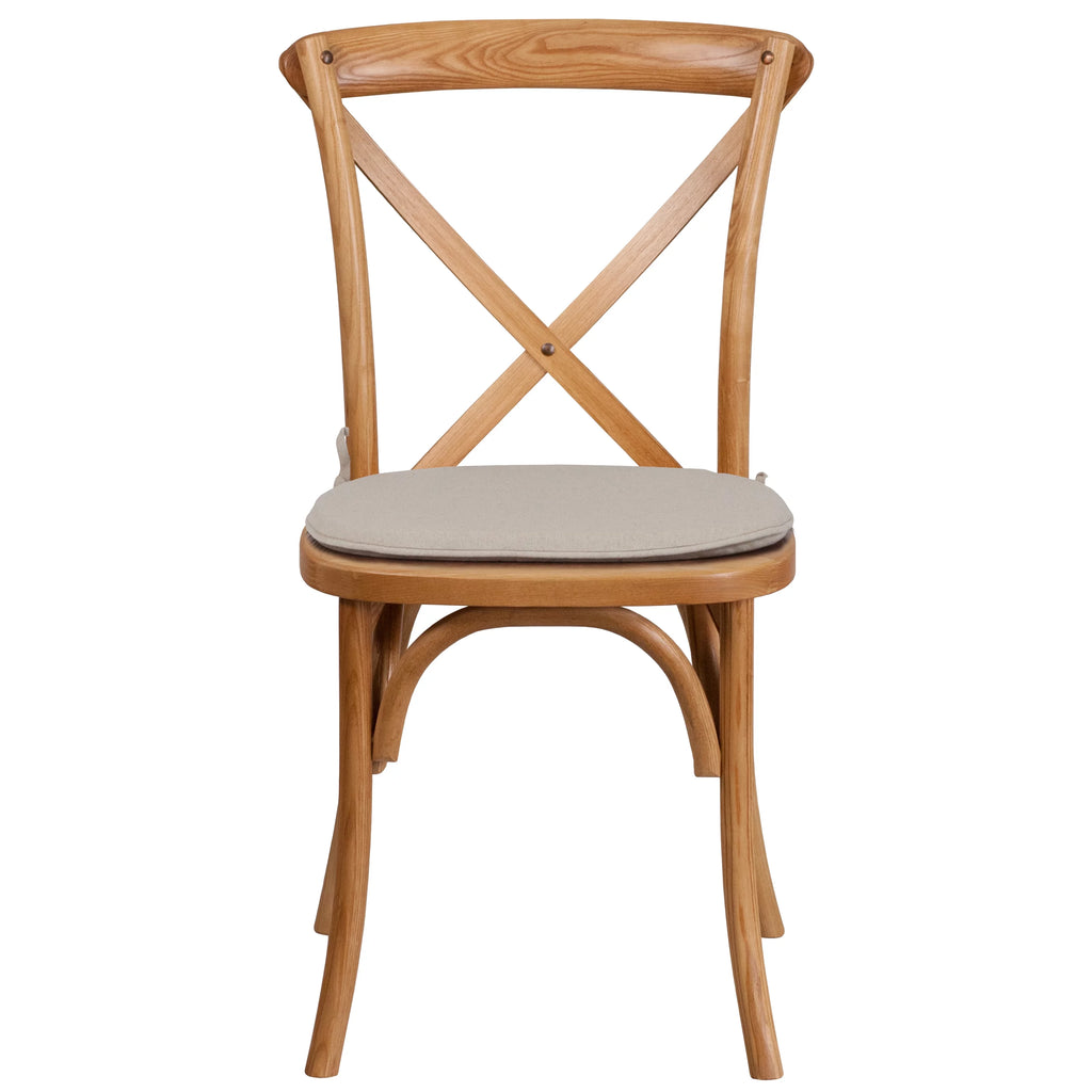 Oak Wood Cross Back Chair with Cushion Q642