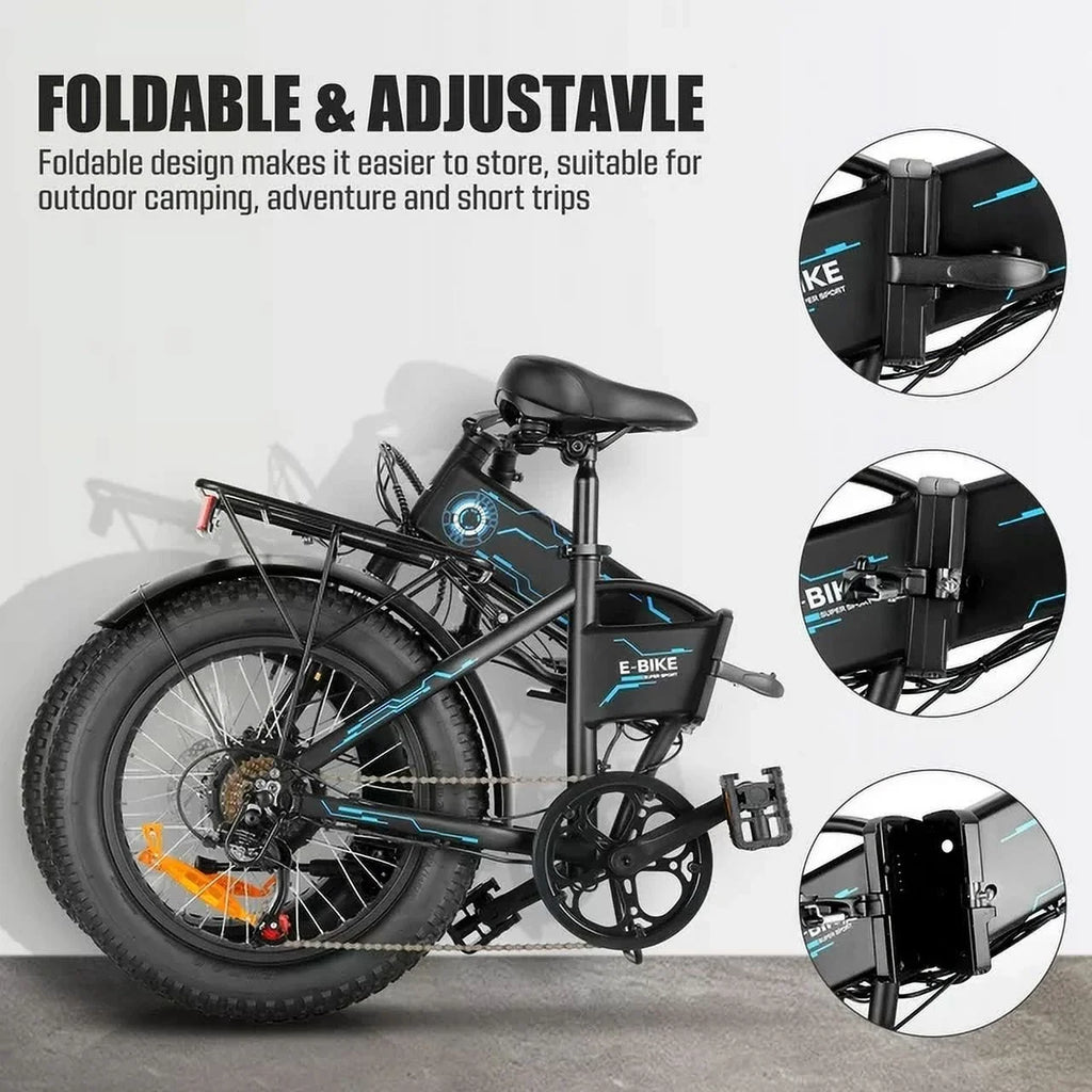 Foldable 20" x 4.0 Fat Tire Electric Bike with 500W Motor T9435