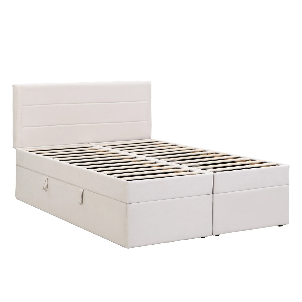 Full Size Beige Upholstery Platform Bed with Storage U94775