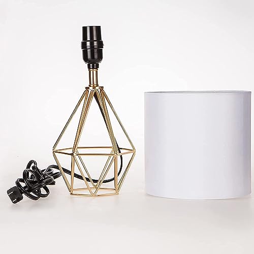 Set of 2 Gold Small Table Lamp with White Fabric Shade Q24966