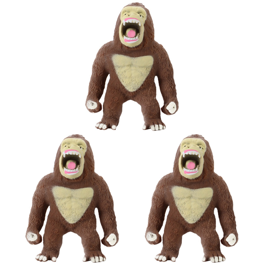 3 PCS Stretchy Toy Animal Gorilla Stress Elastic U6841