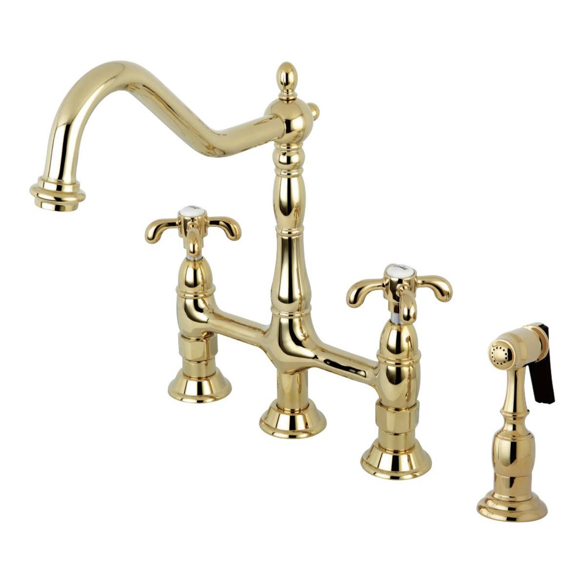 French Country 8-Inch Centerset Kitchen Faucet with Brass Sprayer Satin Nickel X3219