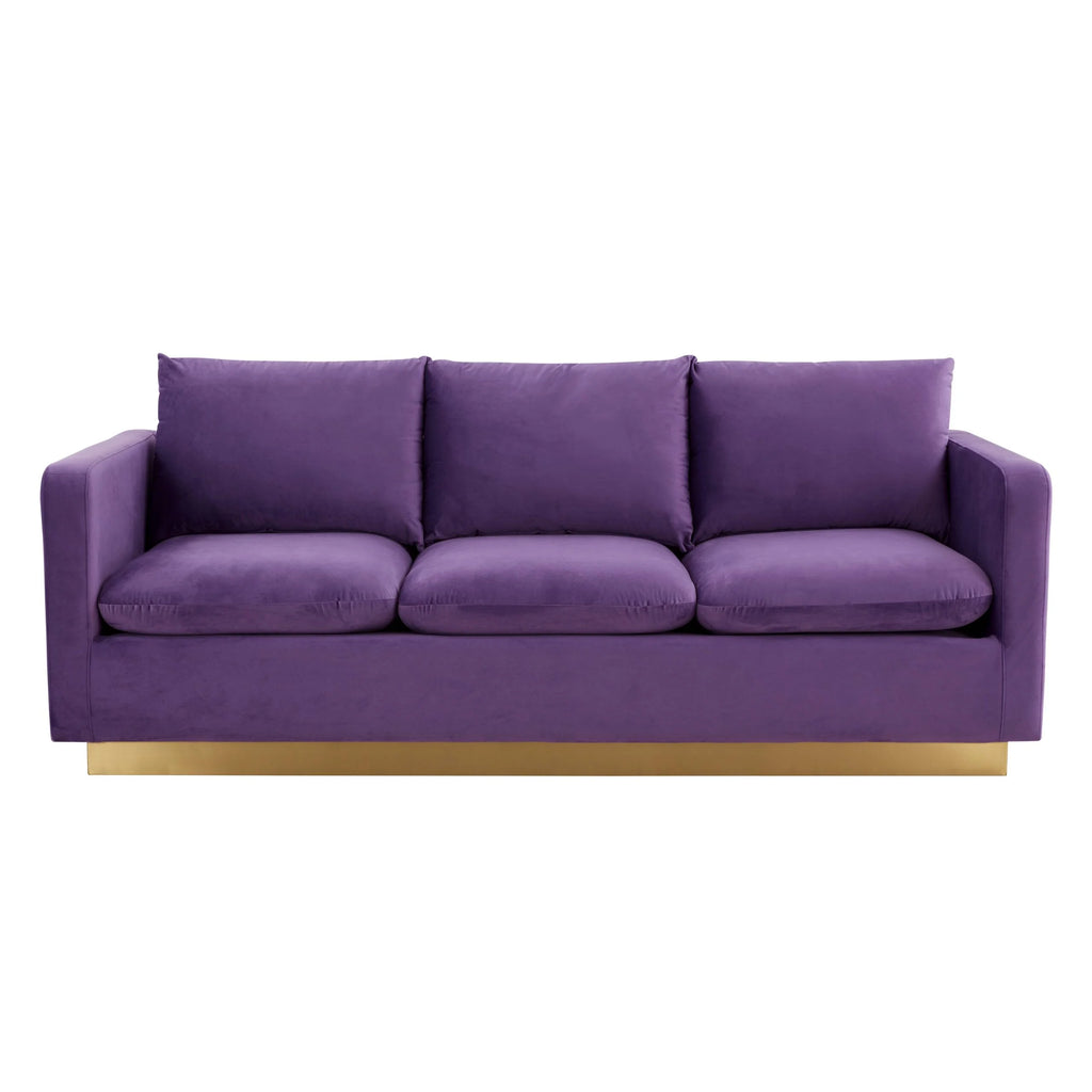 Purple Velvet Upholstered Sofa with Gold Frame U884985