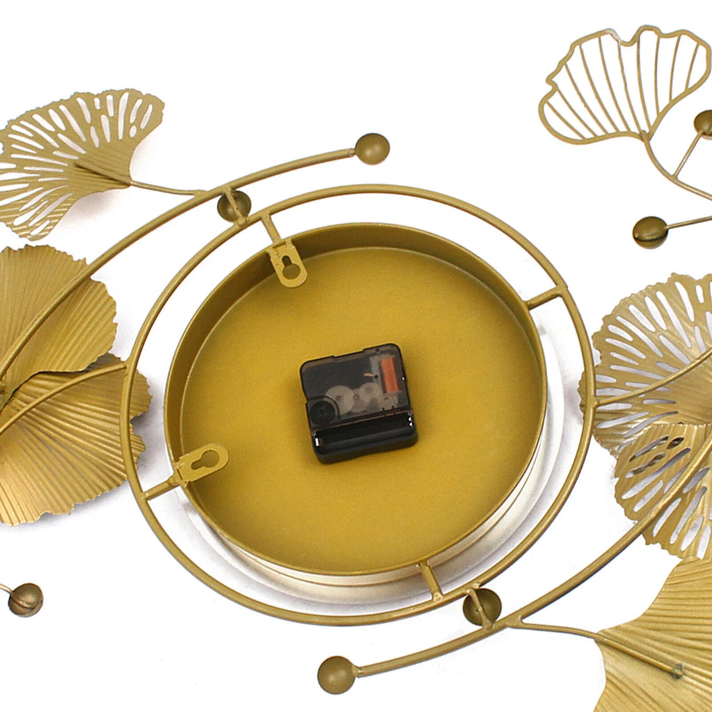 Ginkgo Leaf Wall Clock 90*45cm Mute Battery Operated Q99561