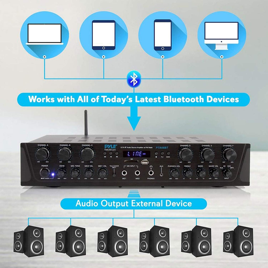 Wireless Bluetooth Stereo Receiver Amp 6 Channel 600Watt L30500