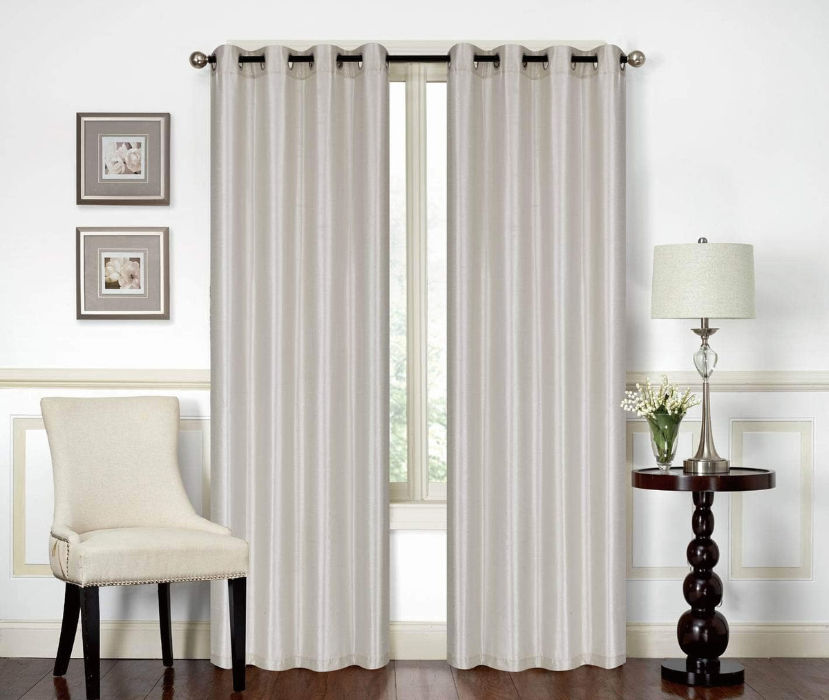Red Solid Faux Silk Double Waterfall Valance with Tails X809