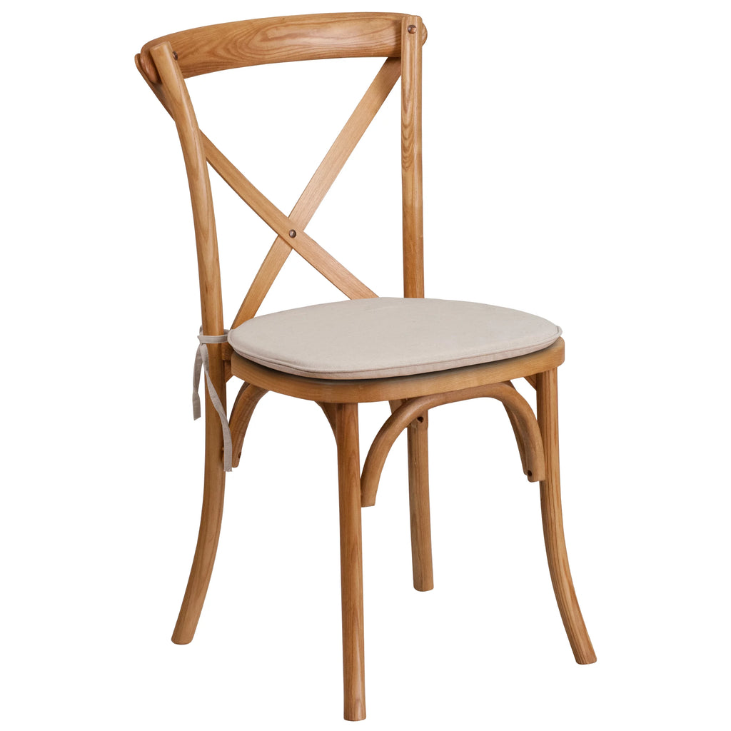 Oak Wood Cross Back Chair with Cushion Q642