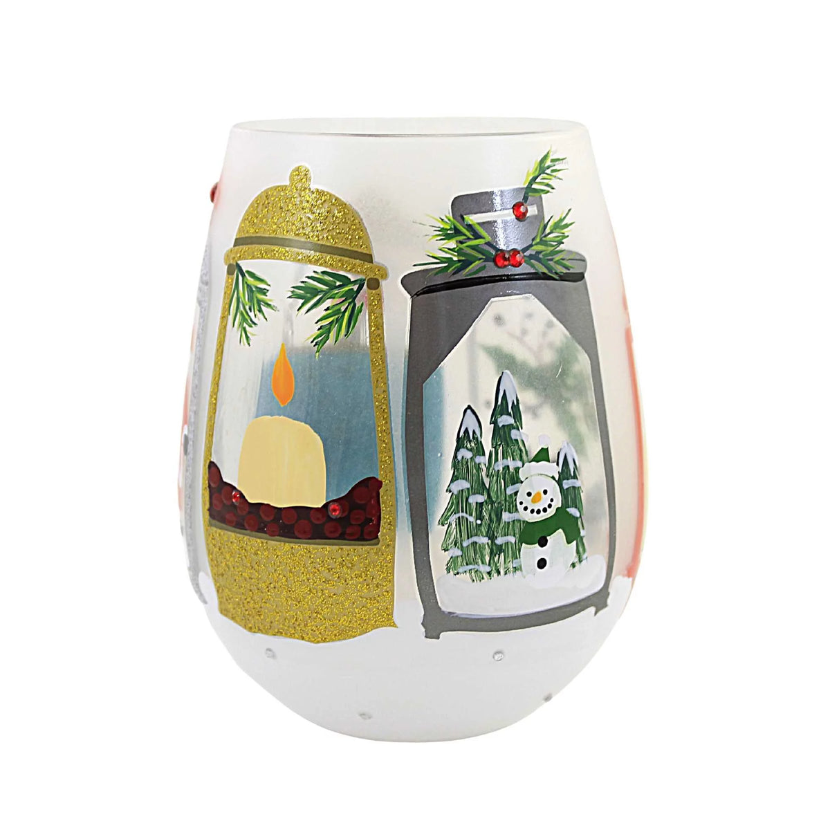 Hand Painted Stemless Wine Glass J833