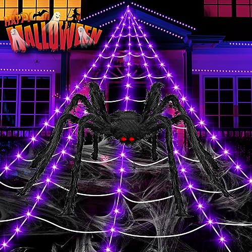 16.4Ft 220 LED Lighted Spider Web Lights with 8 Modes Waterproof Timer R405