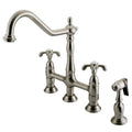 French Country 8-Inch Centerset Kitchen Faucet with Brass Sprayer Satin Nickel X3219