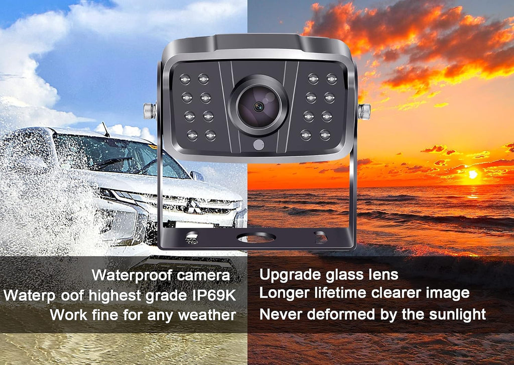 Wireless Backup Camera HD 1080P 2 Rear View Cameras 7 Inch DVR Monitor System J68187