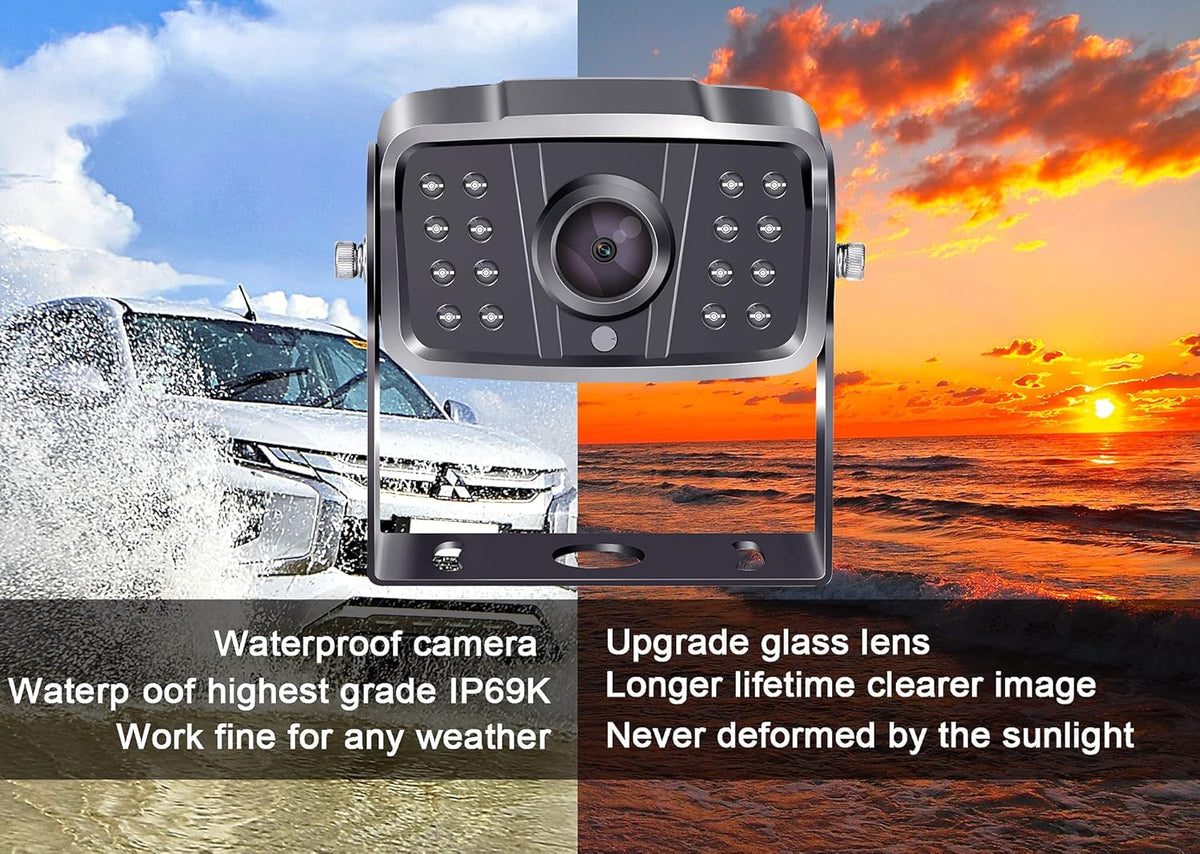 Wireless Backup Camera HD 1080P 2 Rear View Cameras 7 Inch DVR Monitor System J68187