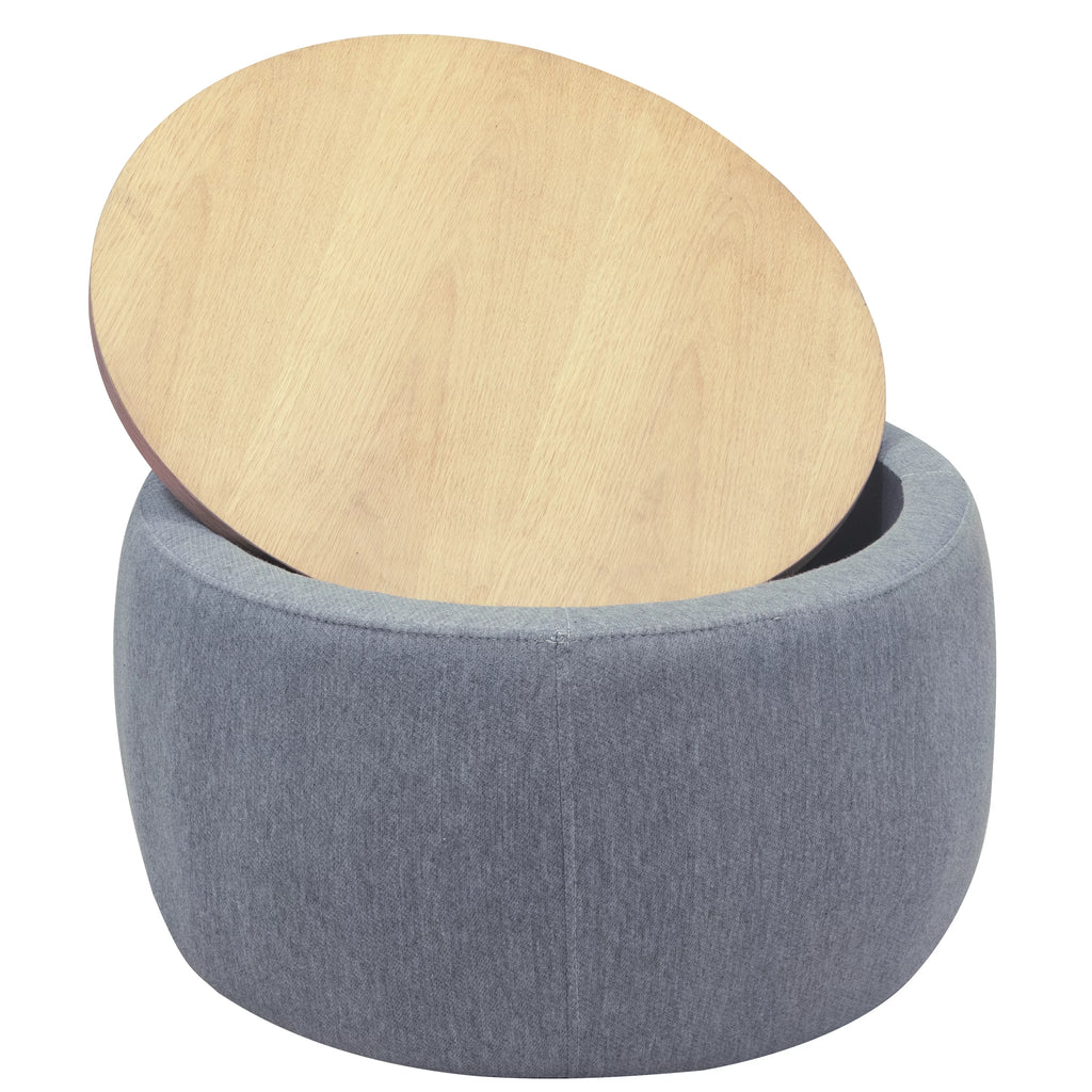 Dark Gray Round Storage Ottoman L22244