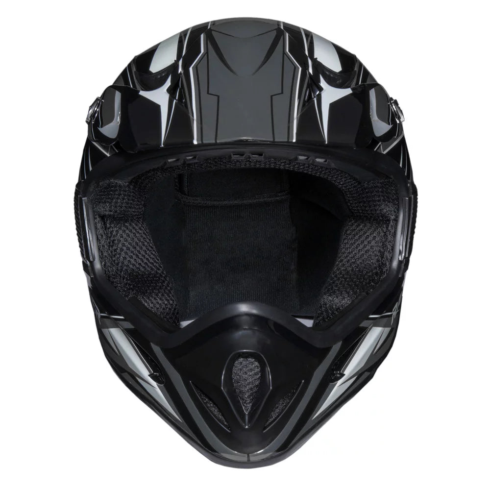 Open Face Helmet DOT Approved Black/Silver M F6743