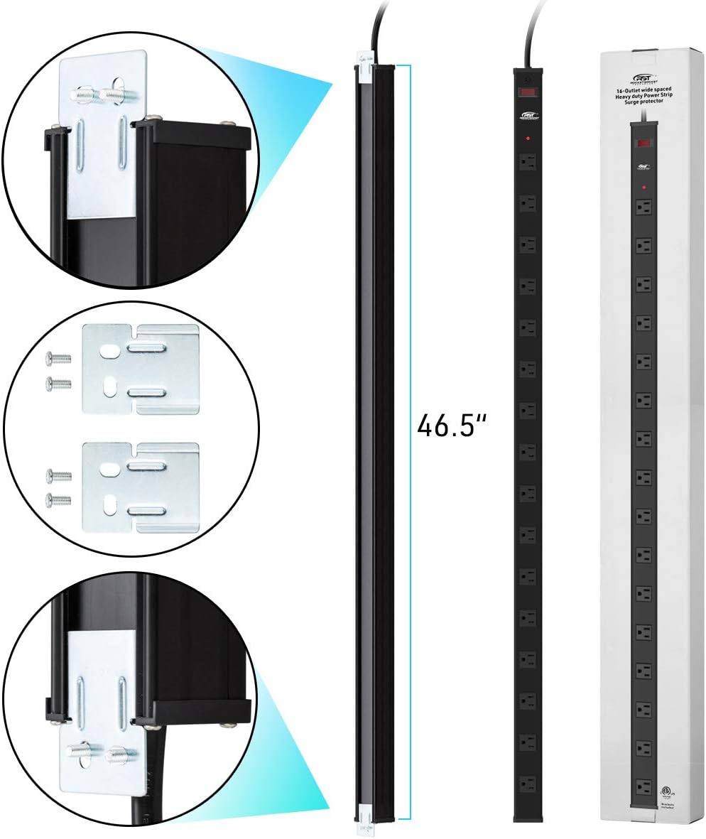 16-Outlet Surge Protector Power Strip with Circuit Breaker, 15 Feet, Pack of 2 U271
