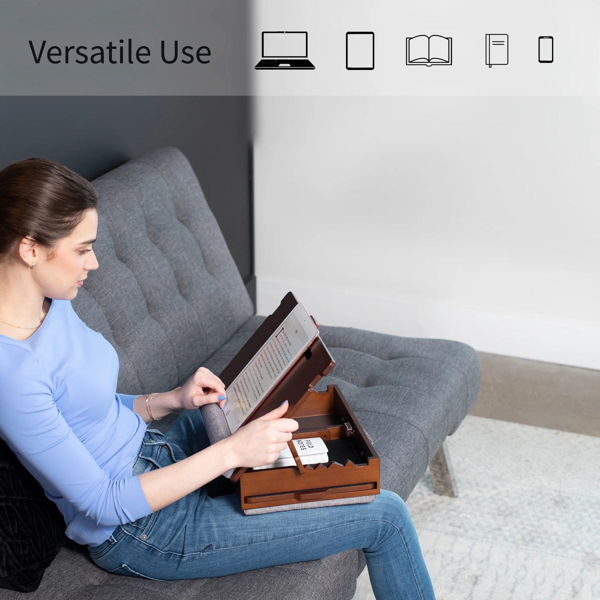 Wooden Tilting Lap Desk with Internal Storage and Mouse Pad J268