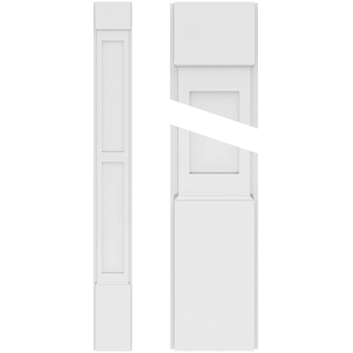 4x22W x 102x22H x 2x22P Two Equal Flat Panel PVC Pilaster with Standard Capital & Base (Pair) Q466