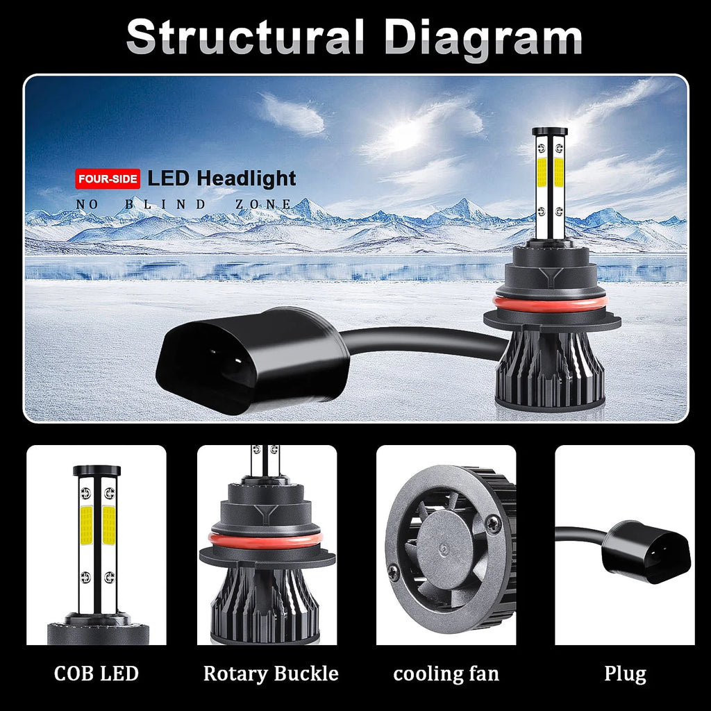 2X 9007 LED Headlight Bulbs Kit F72074