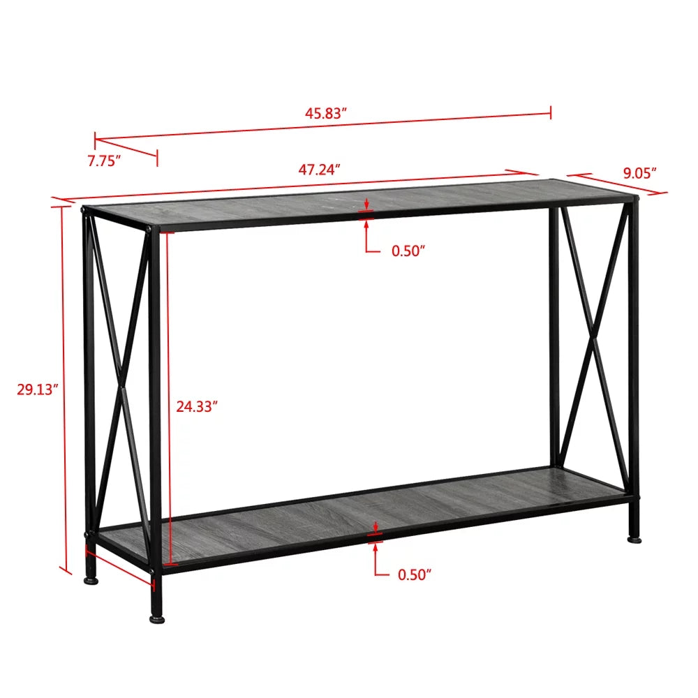 Gray 2-Tier Wood Console Table with Storage Shelf I241668