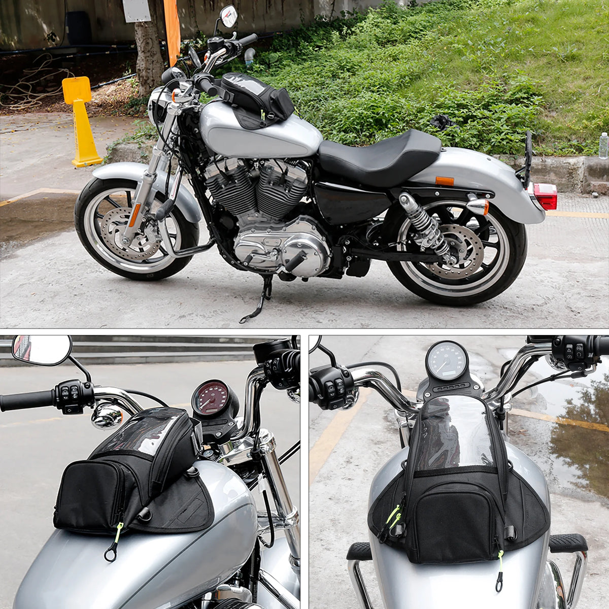 Black Waterproof Magnetic Motorcycle Tank Bag U87235