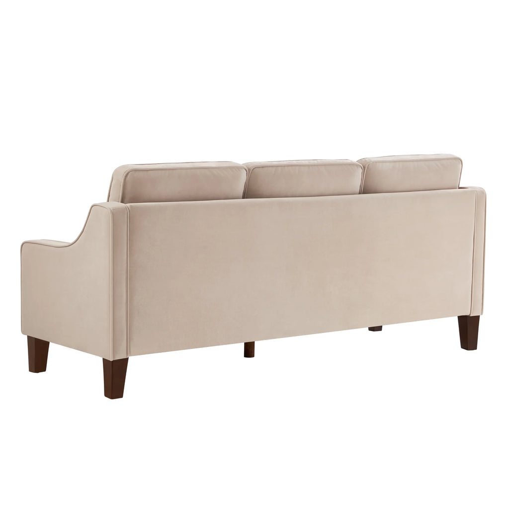 Taupe Velvet 3 Piece 3-Seat Sofa with Removable Cushions O2634