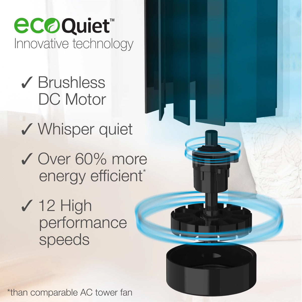 Black Tower Fan with Remote Control I7463