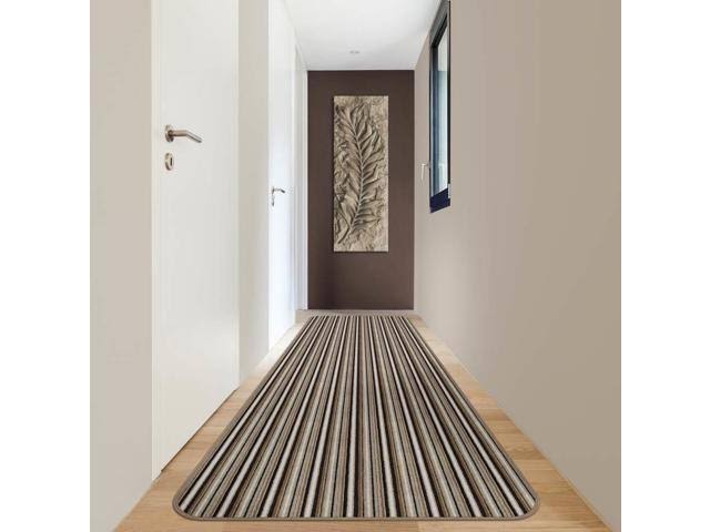Mocha Brown Stripe Skid-Resistant Carpet Runner 10 ft. x 27 in. L8169