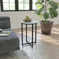 Modern End Table with Black Metal Frame and White Laminate Top L90837