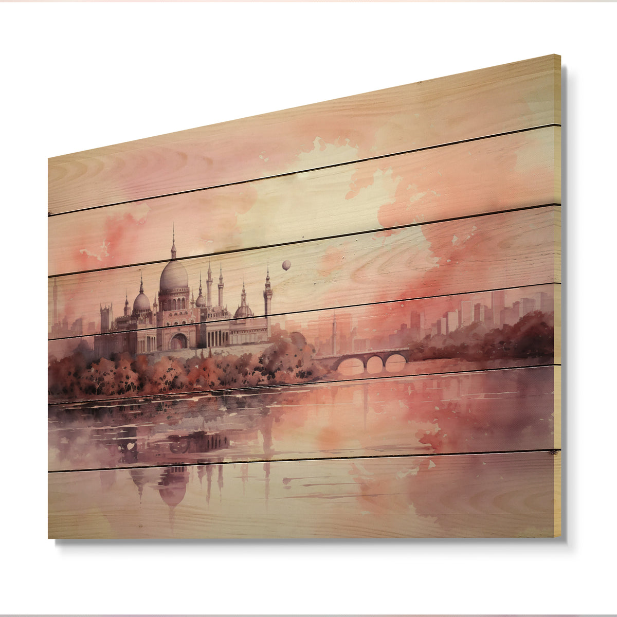 Castles Print on Natural Pine Wood G654705