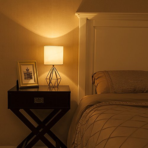 Set of 2 Gold Small Table Lamp with White Fabric Shade Q24966