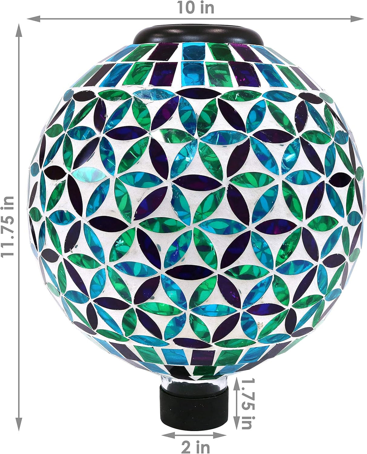 Blue 10-Inch Glass Mosaic Gazing Globe with Solar Light Z7860