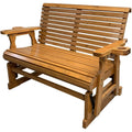 Brown Solid Fir Wood Patio Glider with Cupholders N43554