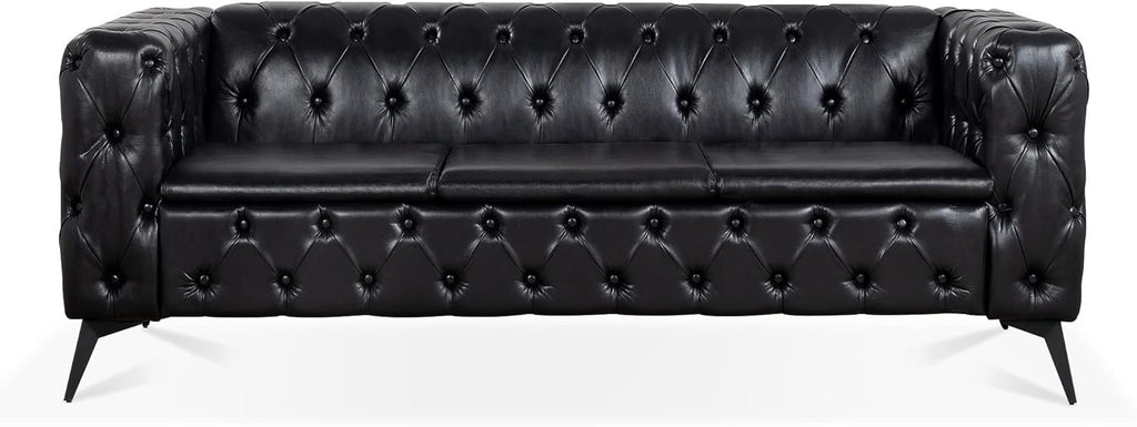 Comfy Couch Traditional Square Arm Sofa 84.06 Inch Width Removable Cushion 3 Seater I1412