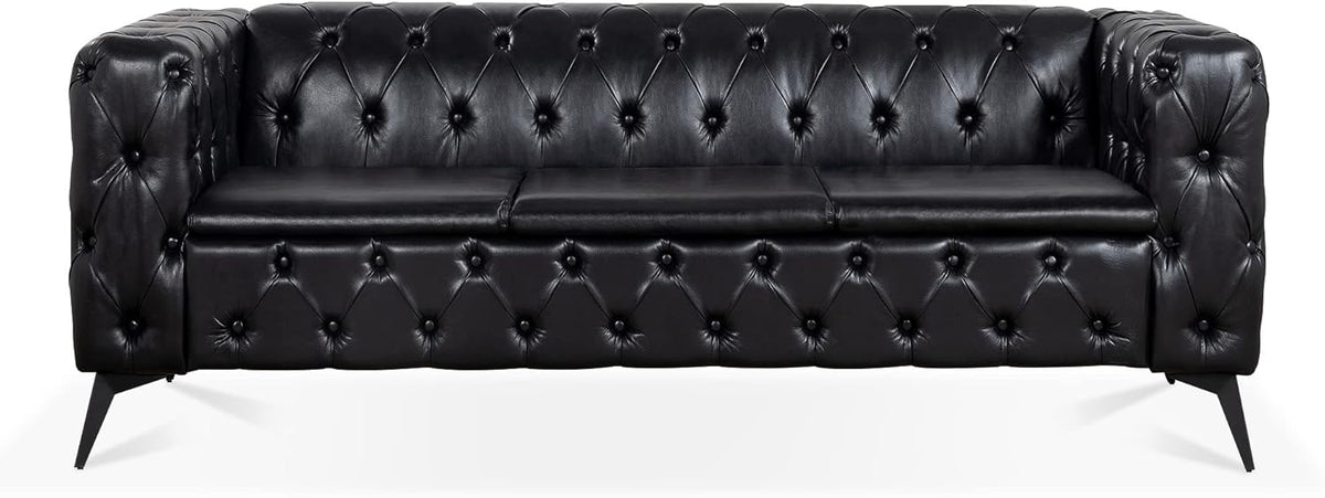 Comfy Couch Traditional Square Arm Sofa 84.06 Inch Width Removable Cushion 3 Seater I1412