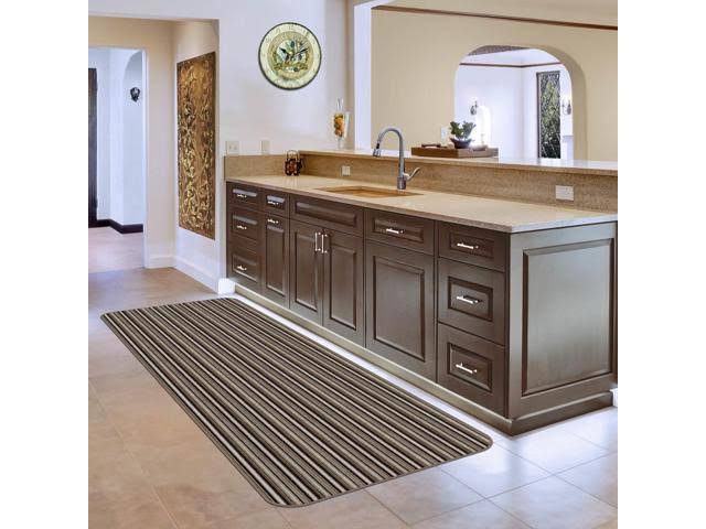 Mocha Brown Stripe Skid-Resistant Carpet Runner 10 ft. x 27 in. L8169
