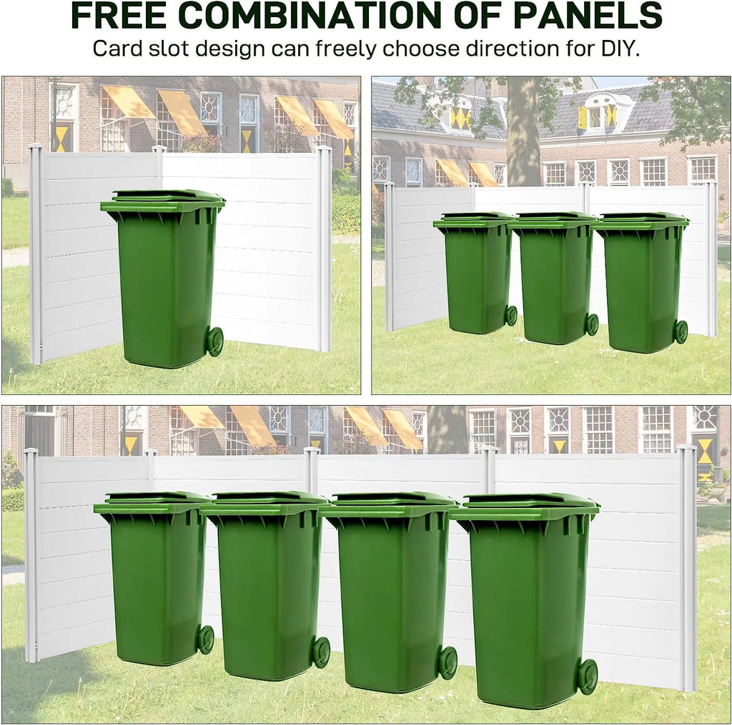 48''x47.2'' 2 Panels Vinyl Privacy Screen with 3 Metal Stakes M7982