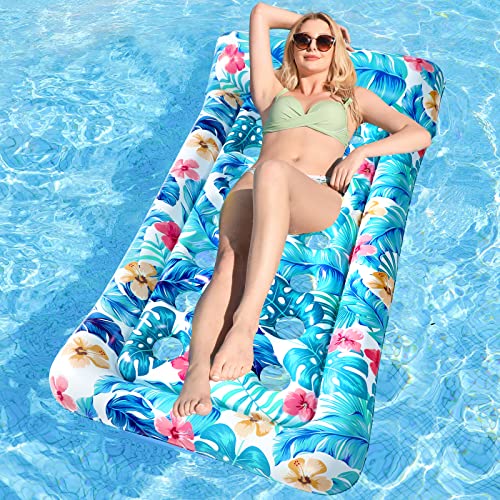 Inflatable Oversized Pool Float Lounger with Headrest E8963