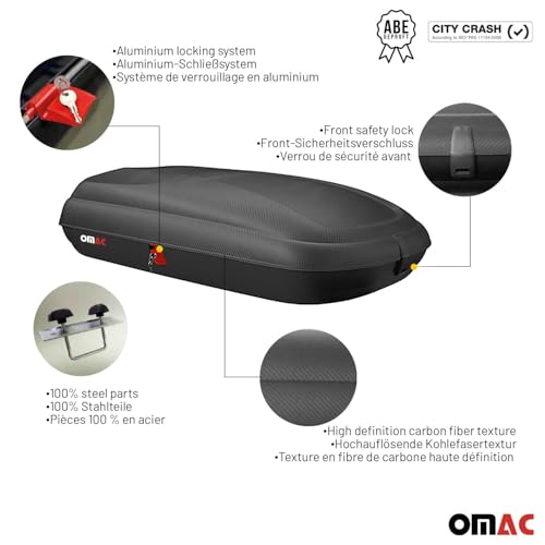 11.3 Cubic Feet Carbon Fiber Textured Car Rooftop Cargo Box W24861