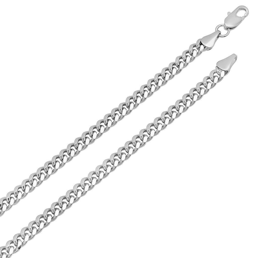 Rhodium Plated Flat Beveled Curb Choker Chain Necklace, 16 inches G938739