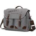 Mens 15.6 Inch Waxed Canvas Genuine Leather Briefcase Shoulder Bag Black Gray T6912