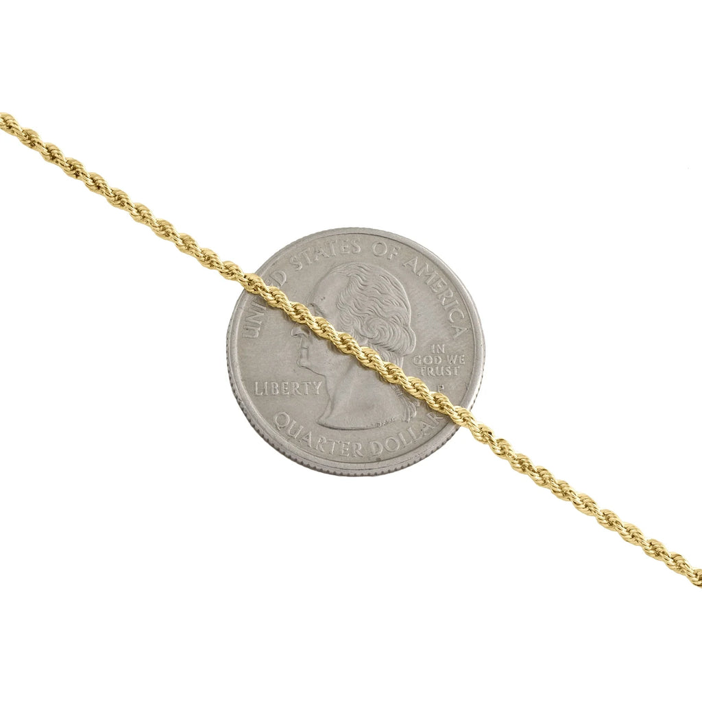 10K Yellow Gold Diamond Cut Rope Chain Necklace 16 Inches B648
