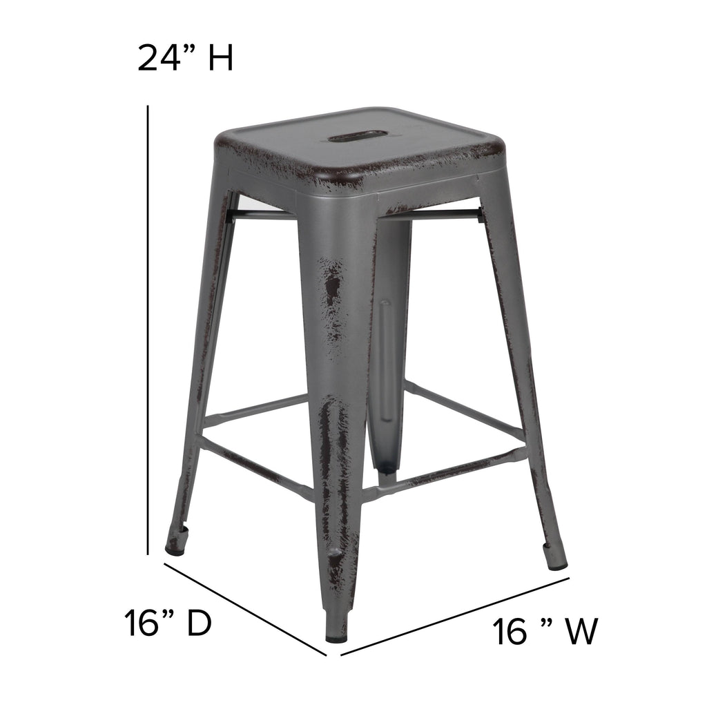 Orange Counter Height Stool Set of 4 K712467