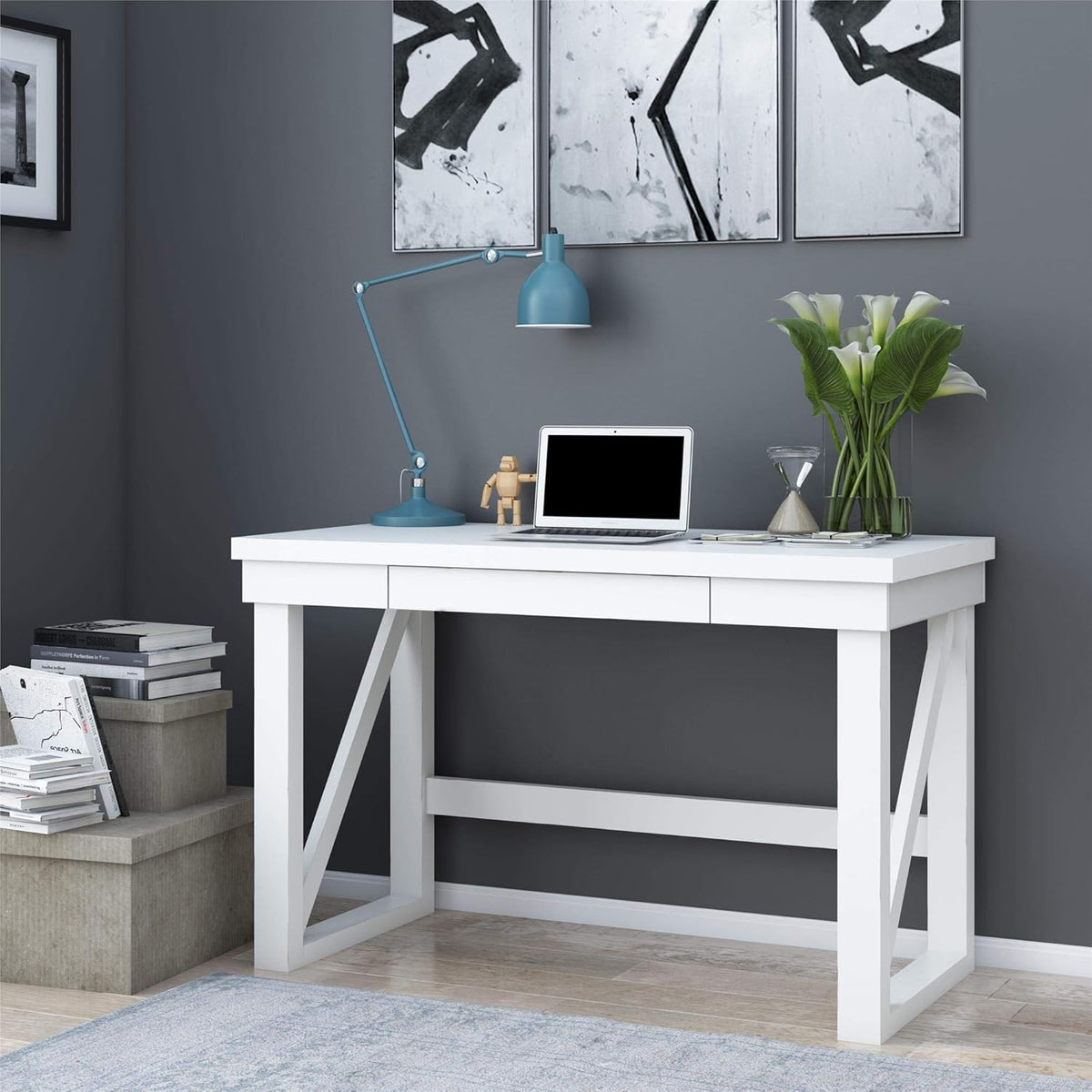 White Bookcase Room Divider I4402