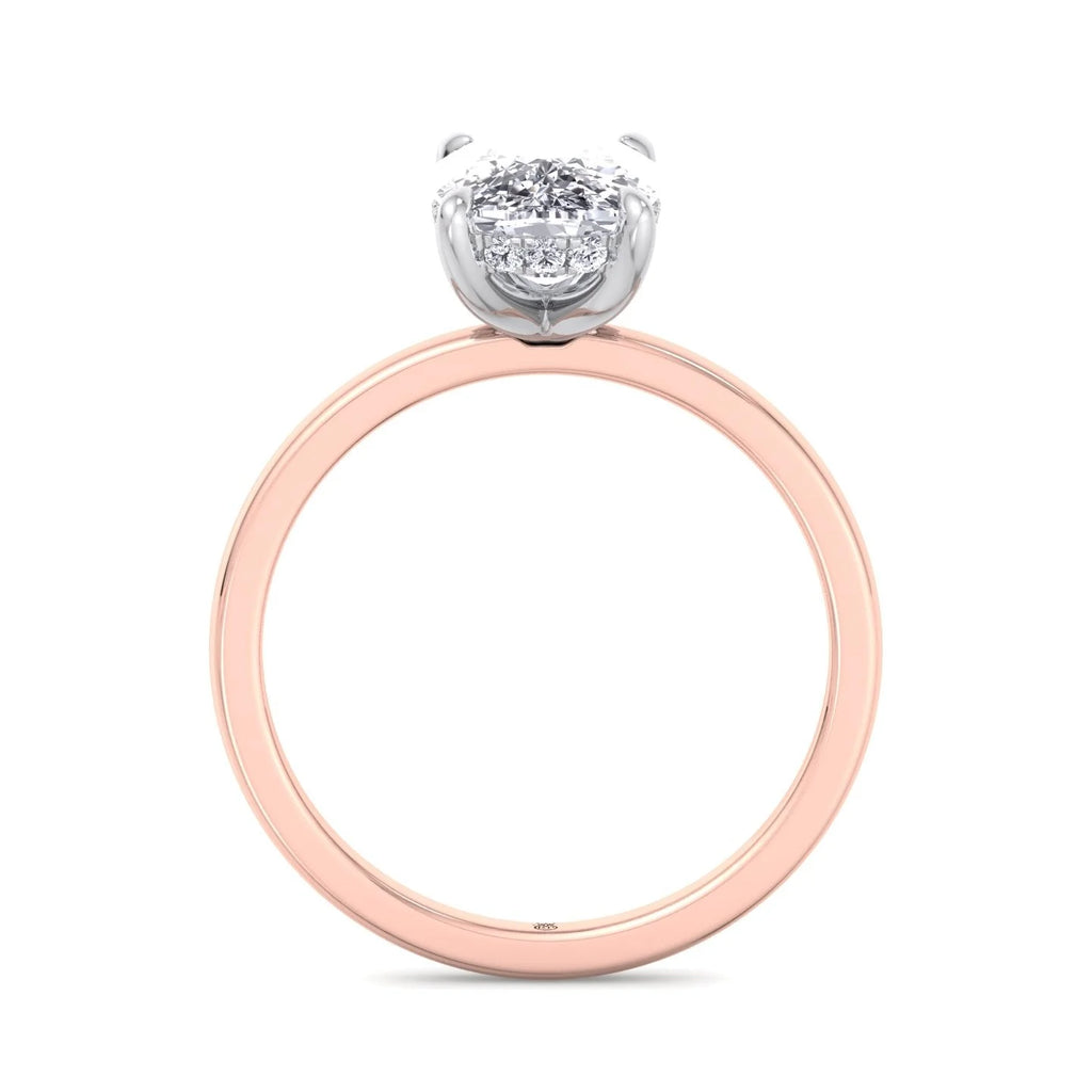 Two Tone Moissanite Elongated Cushion Cut Engagement Ring with Hidden Halo Y91288