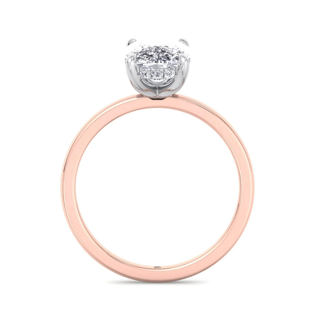 Two Tone Moissanite Elongated Cushion Cut Engagement Ring with Hidden Halo Y91288