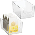 White Plastic Open Front Storage Organizer Bin Basket, 2 Pack J498702