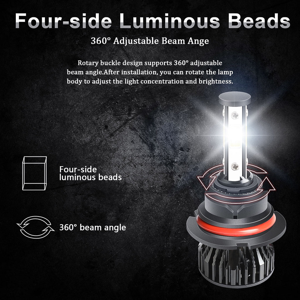 2X 9007 LED Headlight Bulbs Kit F72074