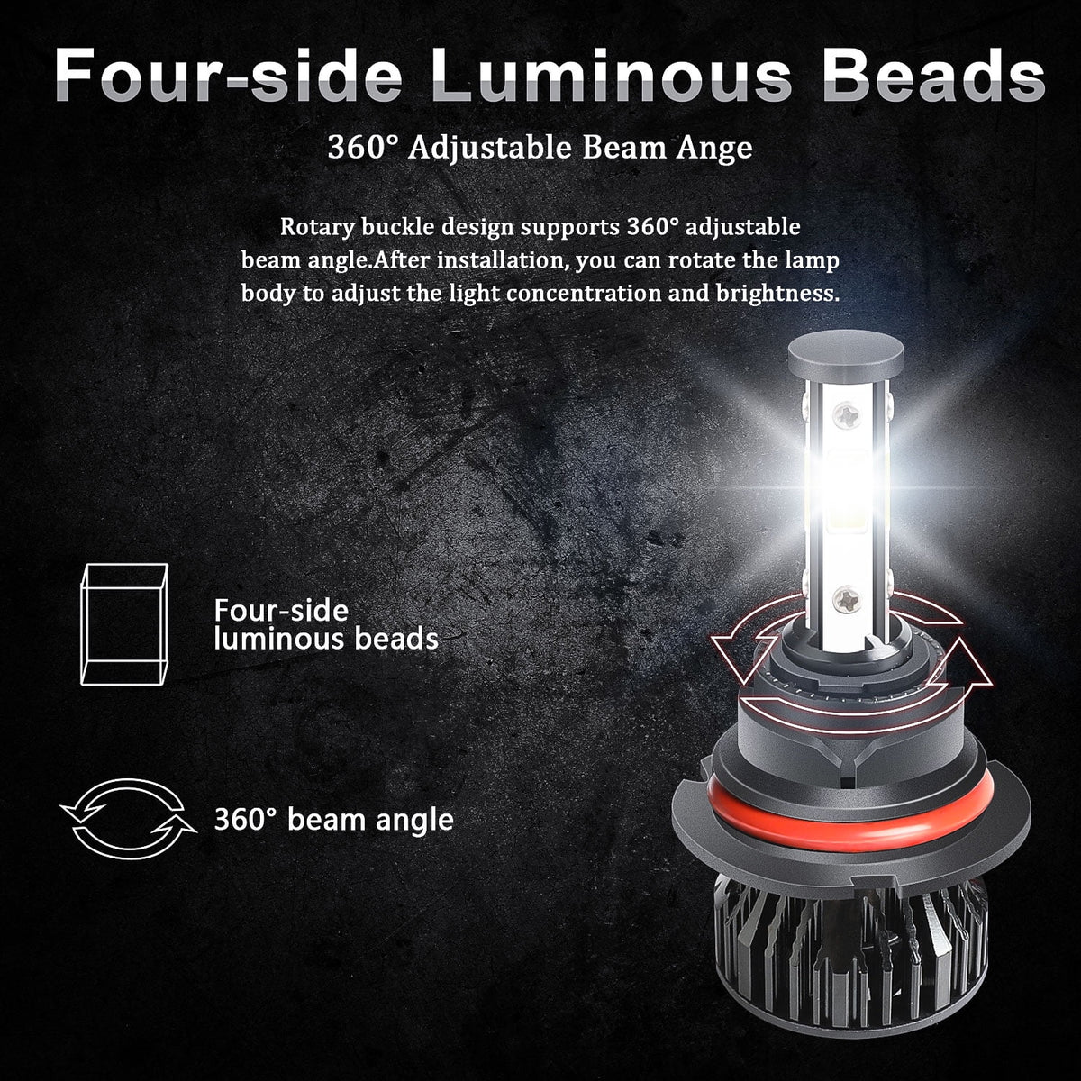 2X 9007 LED Headlight Bulbs Kit F72074