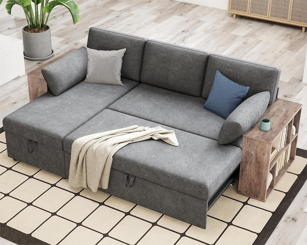L Shape Sleeper Sofa with Storage Chaise E410489